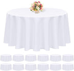 12 Pack Round Tablecloth 90 Inch - White Polyester Tablecloth for Round Table, Premium Stain and Wrinkle Resistant Washable Fabric Table Cover for Wedding Party Banquet Restaurant Reception