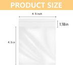 200 Pcs 4.5''x 4.5'' Clear Resealable Cello/Cellophane Good for Bakery,Adhesive Treat, Candle, Soap, Cookie Poly Bags