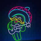 Mexican Cactus Neon Sign, Mexican Mustache Cactus Neon Light, Mexican Festival Led Sign, Mexico Party Wall Decor, Mexican Fiesta Sign Decor Size:18in