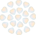 PATIKIL 20 Pcs Natural Heart Shaped Crystal Stone, 0.6 Inch Mini Polished Love Gemstone Crystal, Pocket Rock Engraved Worry Stones for Women Gifts Meditation, AB White