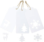 jijAcraft Christmas Gift Tags - 150Pcs Christmas Tags with String, Blank White Paper Hollow Trees, Rudolph, Snowflake Shapes Holiday Labels for Xmas Party Favors, DIY Crafts, Jar