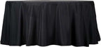 Efavormart Round Tablecloth, 132 Inch Stain & Wrinkle Resistant Washable Table Cloth, Decorative Polyester Fabric Table Cover for Banquet, Wedding, Dining- Black