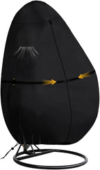 Outdoor Egg Chair Cover Waterproof with Zipper, UV Resistant & Windproof All-Weather Hanging Egg Chair Cover, Fade and Tear Resistant Hanging Chair Covers, 91" x 80", Black