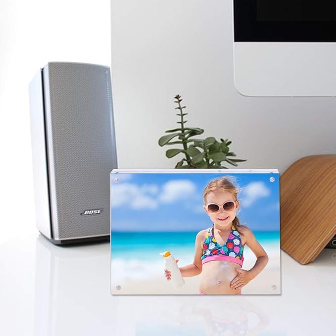 5 Pack Acrylic Picture Frame 5x7 Clear Double Sided Magnetic Picture Frameless Desktop Display Photo Frame with Stand Best Gift for Family, Baby, Friend