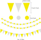 ZERODECO Party Decoration, 21 Pcs Yellow Hanging Paper Fans Pom Poms Flowers, Garlands String Polka Dot and Triangle Bunting Flags for Minnie Mouse Birthday Parties Baby Showers Wedding