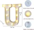 MUMUXI Marquee Light Up Letters | Large Light Up Numbers | Battery Powered and Bright with Every Letter of The Alphabet | for Wedding, Birthday, Party, Celebration, Christmas or Home Decoration (U)