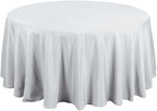 Efavormart Round Tablecloth, 132 Inch Stain & Wrinkle Resistant Washable Table Cloth, Decorative Polyester Fabric Table Cover for Banquet, Wedding, Dining- Silver