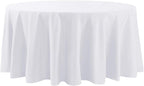 120 inch Round Tablecloth Washable Polyester Table Cloth Decorative Table Cover for Wedding Party Dining Banquet (120 inch,White)