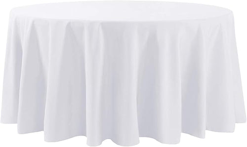 120 inch Round Tablecloth Washable Polyester Table Cloth Decorative Table Cover for Wedding Party Dining Banquet (120 inch,White)