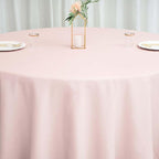 Efavormart Round Tablecloth, 120 Inch Stain & Wrinkle Resistant Washable Table Cloth, Decorative Polyester Fabric Table Cover for Banquet, Wedding, Dining - Blush