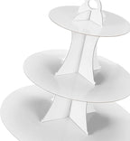 3-Tier Cupcake Stand, Cake Stand holder, Tiered DIY Cupcake Stand Tower for Dessert Table Displays, Birthday Theme Party Favors Decoration, Floral Tea Party, 12" W x 12.8" H, White