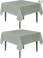 sancua Square Tablecloths 70x70 Inch, 2 Pack - Sage Green Fabric Table Cloth for Square or Round Tables, Washable Polyester Table Cover for Outdoor Party, Birthday, Decorative Display Tables