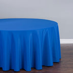 LTC LINENS 10 Pack 120 Inch Round Tablecloth Royal Blue for 60 Inch Round Table - Bulk Round Table Cover - Washable, Wrinkle Resistant Polyester Fabric Cloth for Wedding, Party