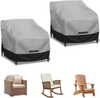 Patio Swivel Chair Cover Waterproof 2 Pack, 600D Heavy Duty Outdoor Furniture Covers for Universal Lawn/Deck/Garden/Backyard Fits up 31.5" W*33.5" D*36" H, Gray/Black