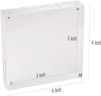 Meetu Acrylic 4x4 Picture Frame Clear Two Sided Desk Photo Frame Magnetic Frame Inner Size 3x3 with Gift Pack for Display Family Pictures Baby Photos Friends Pictures or Pet Dog Picture（2 Pack）