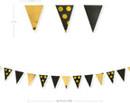 30Ft Black Gold Party Decorations Polka Dot Pennant Banner Paper Circle Dot Triangle Flags Bunting Garland for Wedding Bridal Shower Birthday Bachelorette Engagement Anniversary Holiday Party Supplies