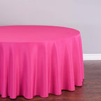 LinenTablecloth 108-Inch Round Polyester Tablecloth Fuchsia