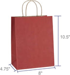 BagDream Gift Bags 8x4.25x10.5 50Pcs Red Kraft Paper Bags with Handles Bulk, for Shopping, Retail, Merchandise, Party Favor, Gifts, Business, Recycled Kraft Paper Sacks