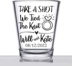 Personalized wedding shot glasses, take a shot we tied the knot, cute customizable wedding favors for guests, custom shot glasses, personalized wedding favors, wedding glasses