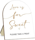 Bridal Shower Decor Supplies, Love is Sweet Please Take A Treat Sign, Love is Sweet Wooden Sign with Stand, Wedding Sign Bridal Shower Favors for Guests, Bridal Shower Party Supplies 9 * 11IN