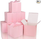COTOPHER Small Gift Boxes 25 Pack 5x5x5 inches Pink Gift Boxes with Lids for Gifts, Crafting, Wedding Party Favor, Cupcake Boxes, Candy, Bridesmaids Proposal Box with Ribbons and Stickers