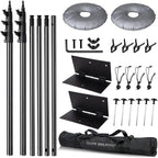 SLOW DOLPHIN Pipe and Drape Photography Backdrop Stand Kit Adjustable Photo Background Stand 10ft x 10ft with Metal Base for Parties Weddings Birthday Party Events Photo Booth(Black)
