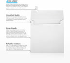 LUXPaper Square Invitation Envelopes | Peel & Press | 5 1/4" x 5 1/4" | Bright White | 70lb. Text | 50 Qty
