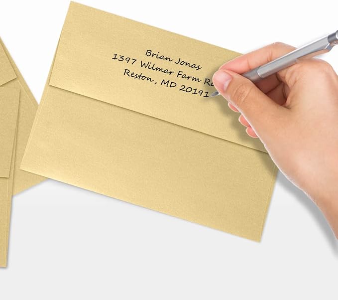 LUXPaper A7 Invitation Envelopes | Peel & Press | 5 1/4" x 7 1/4" | Blonde Metallic | 80lb. Text | 1,000 Qty