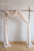 Lookein Chiffon Arch Fabric Drapes for Wedding Arbor Ceremoney Backdrop Decoration Stair Swag, 3 Panels 30" Wide 6 Yards, Cream & Nude