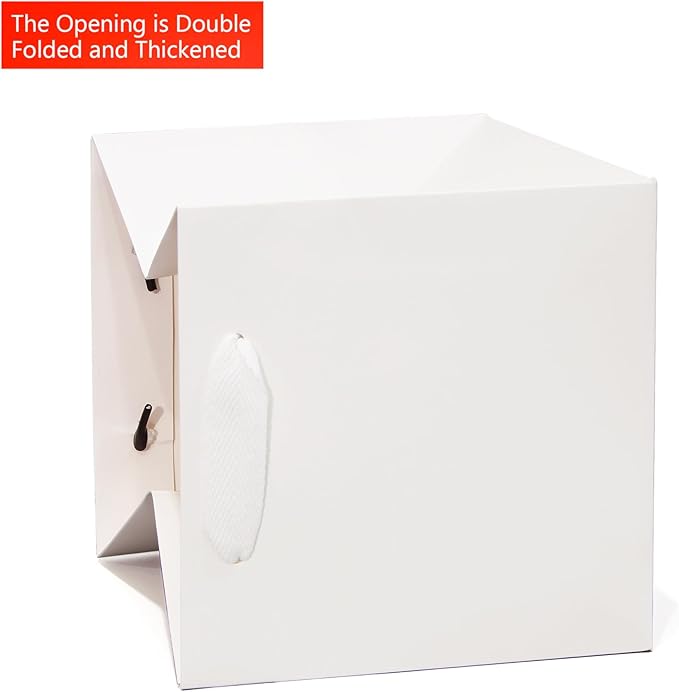 10 in Square Gift Box Large White Paper Gift Bag Square Bottom Paper Bags with Handles for Wedding Baby Shower Birthday Party (White, 10 x 10 x 10 in, 10 CT)