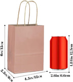 qiqee 24 Pcs Coffee Mini Paper Gift Bags with Handles 6"x4.5"x2.5" Small Brown Kraft Party Favor Bags Treat Bags Multiple Uses (Mini size)