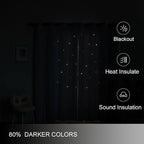 Ombre Rainbow Blackout Curtains for Kid Girls Bedroom Living Room Darking Stripe Double Layer Star Cut Out Wall Home Decor Gradient Grommet Window Curtains (Greywish White 63)