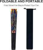 13" Large Rave Fan Bamboo, Folding Clack Hand Fans Foldable for Men Women, Boots on the Ground Poping Fan for EDM Festival Line Dance Decoration, (Peacock, Large 13")