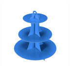 3-Tier Cupcake Stand, Cake Stand holder, Tiered DIY Cupcake Stand Tower for Dessert Table Displays, Birthday Theme Party Favors Decoration, Floral Tea Party, 12" W x 12.8" H, Blue