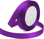 Purple Ribbon 5/8 Inches x 25 Yards, Purple Satin Fabric Silk Ribbon for Gift Wrapping, Bows Making, Floral Bouquets, Wreaths, DIY Handicrafts, Sewing Projects, Baby Shower and Wedding Party