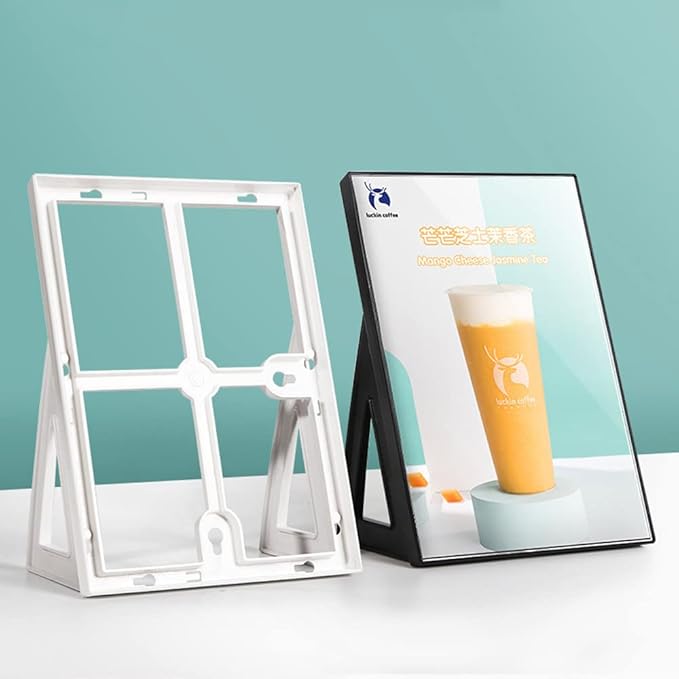 ABS Plastic Sign Holder，Menu Displays L Shape Sign Stand Vertical/Horizontal Use (Black A4 210×297mm/8.27×11.69inches)