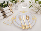 400PCS Pre Rolled Gold Plastic Silverware Sets - Heavy Duty Fancy Gold Cutlery - Include 100 Pack Wrapped Disposable Utensils with Napkins for Parties, Dinners & Weddings