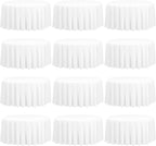 12 Pack 108 Inch Round Tablecloth, White Polyester Fabric Table Cloth for Round Table, Stain and Wrinkle Washable TableCover for Wedding Party Dining TableBuffet Restaurant Banquet and Camping