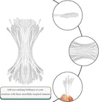 HAHIYO 700Pcs 2mm White Double-Head Flower Stamen with Crystal-Like Flower Head for Handmade Floral Art Scrapbook Decoration Artificial Floral Pistils Pollen Stamens Wedding DIY Stamens