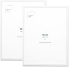 Opposite Wall - 18x24 in - White Solid Oak Wood Picture Frame - Lightweight, Versatile & Shatterproof - Wall Hanging Poster or Photo Frame - Wall Decor for Office, Gallery & Home - 2 Pack