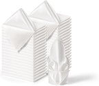36 Pack Square Satin Dinner Napkins, 16x16 Inches Silky Soft Smooth Table Cloth Napkins for Restaurant Weddings Banquet Party Decoration, White