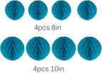 8pc Honeycomb Balls Party Decorations 8'' 10'' Tissue Paper Pom Poms Flower Balls Hanging Paper Honeycomb Balls for Party Baby Shower Birthday Wedding Nursery Wall Decor(8'' 10'' Teal)