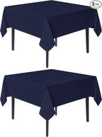 sancua Square Tablecloths 70x70 Inch, 2 Pack - Navy Blue Fabric Table Cloth for Square or Round Tables, Washable Polyester Table Cover for Outdoor Party, Birthday, Decorative Display Tables