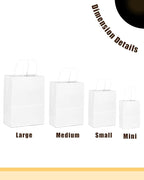 qiqee 25 Pcs White Mini Paper Gift Bags with Handles 6"x4.5"x2.5" Small Brown Kraft Party Favor Treat Bags Multiple Uses (Mini size)