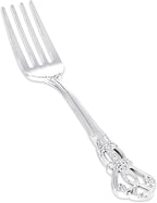 30PCS Silver Plastic Forks - 8.1inch Silver Forks Disposable - Vintage Heavy Duty Dessert Forks - Premium Fancy Plastic Silverware for Parties, Weddings, Dinners and Events
