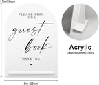 White Acrylic Guest Book Sign, Please Sign Our Guestbook Sign with Stand- 8x11 Inch Modern Calligraphy Arch Diagonal Acrylic Sign for Wedding Reception, Wedding Decoration Sign-bs-hlp05