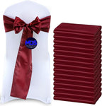 MDS Pack of 125 PCS Satin Chair Sashes Charmeuse Sateen Dining Chair Bows Ribbon Ties Back Sash for Wedding Party Birthday Home Hotel Restaurant Banquet Decoration (7 x 108 Inch, Burgundy)