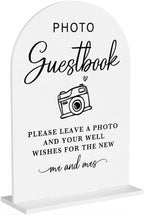Acrylic Wedding Sign Photo Guestbook Sign for Wedding Wedding Signs for Ceremony Modern Calligraphy Arch Acrylic Table Top Sign for Wedding Reception and Event Party Table(white）