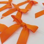 50pcs 2-1/2" Orange Twist Ties Satin Ribbon Bows in Pumpkin Color for Thanks Giving Halloween Wrapping Twist Tie Bows Hot Cutting(Orange)