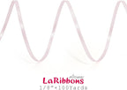 LaRibbons Light Pink Satin Ribbon 1/8 Inch 100 Yards Thin Luxury Double Faced Pink Silk Ribbon for Gift Wrapping Flower Bouquet Crafts Wedding BabyShower Decoration